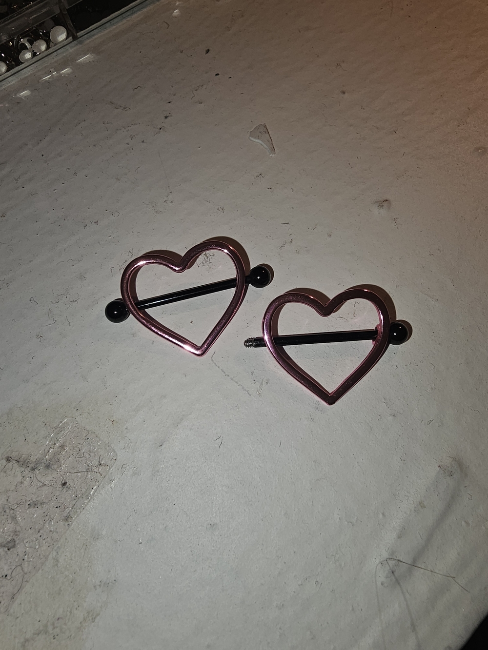 Pink Heart Barbell Nipple Shields (Pair)